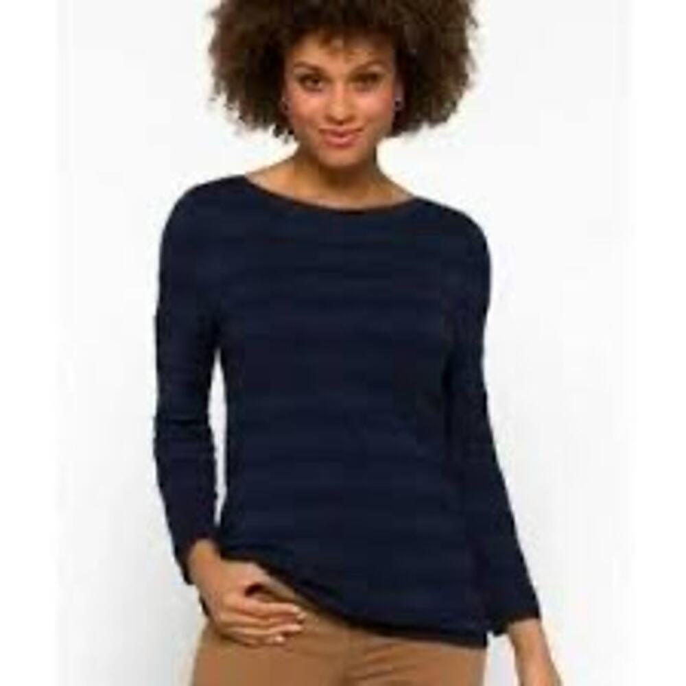 41 Hawthorn Navy Blue Ribbed Round‎ Neck Sweater - Size M